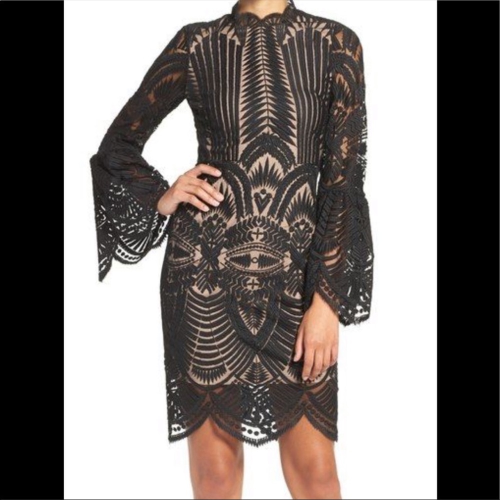 Black lace sheath dress